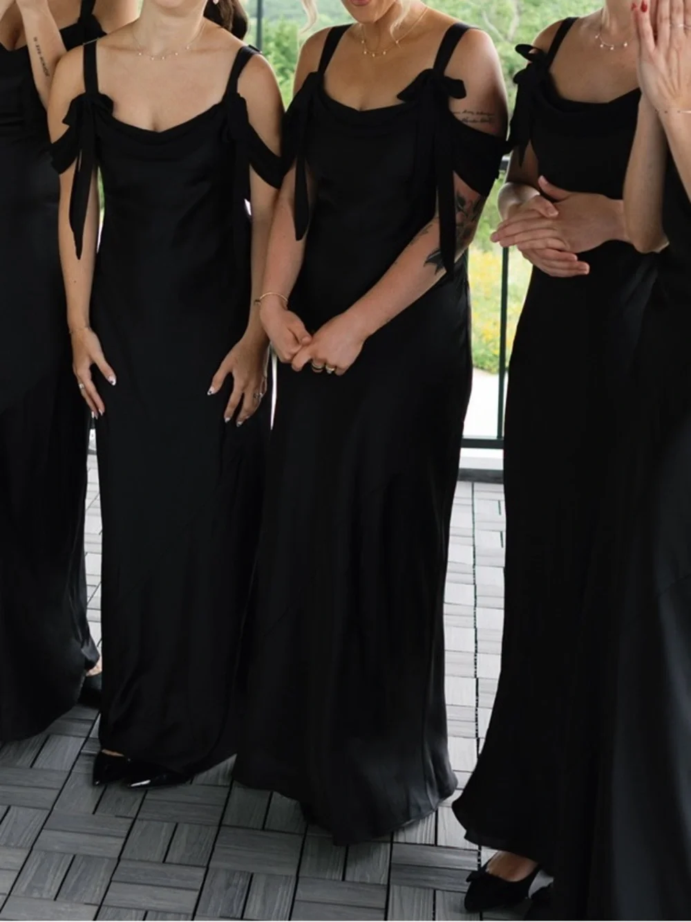 Show Me Your MuMu Black Maxi Dress with Shoulder Tie Straps - Picture 3 of 4